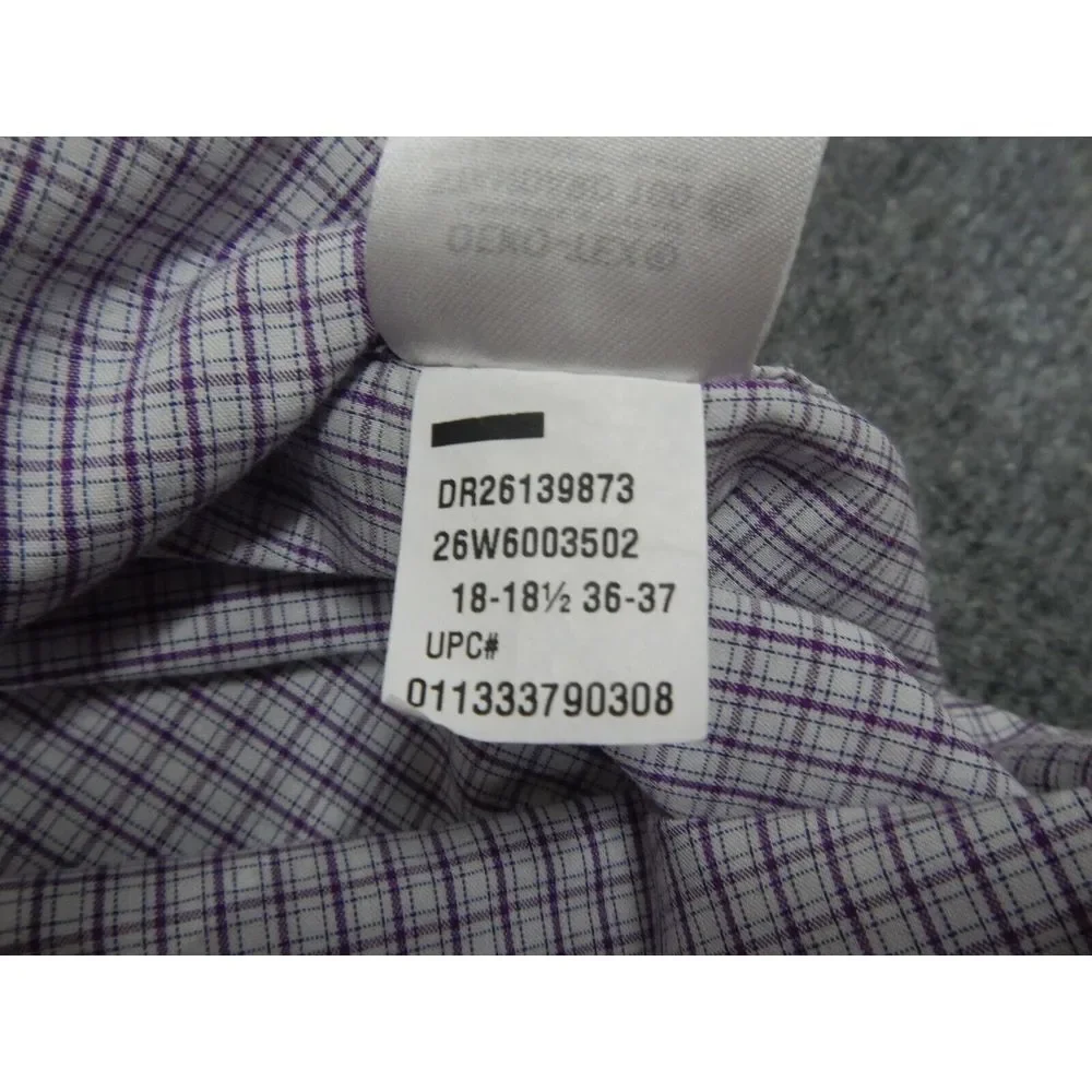 Arrow Fitted Stretch Button Up Shirt Men's Size 2XL Purple‎ Blue Plaid Collared